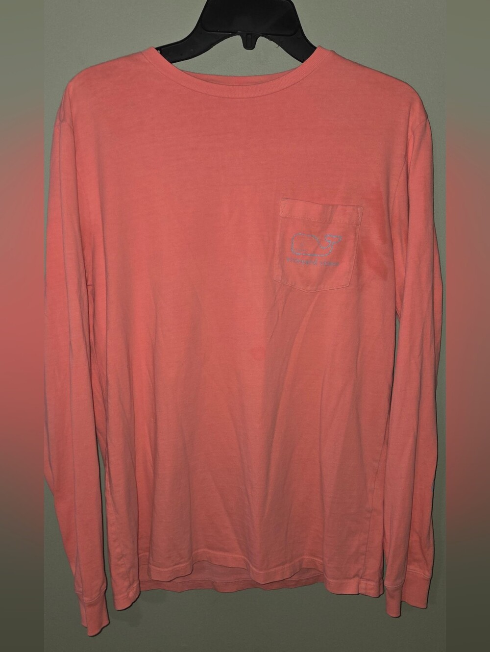 Vineyard Vines Long Sleeve Pocket T-Shirt Men's Small Pink Whale Logo Shirt